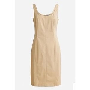 J.Crew Chino Fitted Dress Size 4 Beige Lightweight Cotton Zip Back Sundress‎